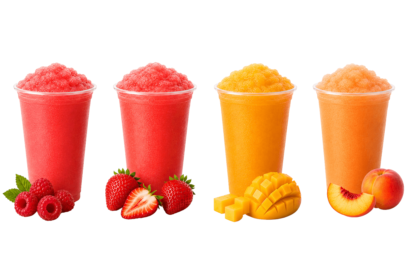 Raspberry, strawberry, mango and peach frozen fresca
